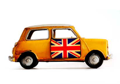 vintage toy cooper car with the british flag