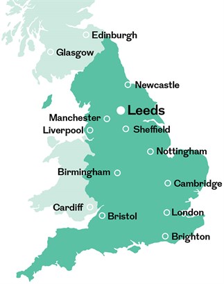 Leeds -mappa-inghilterra