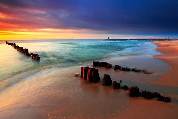 Tranquil Coastal Sunset on the Baltic sea beach